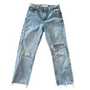 topshop, jeans, light denim, cropped, ripped jeans, small, pantalones rotos